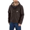 Carhartt Jackets: Men's 104392 DKB Dark Brown Relaxed Fit Washed Duck Sherpa-Lined Jacket