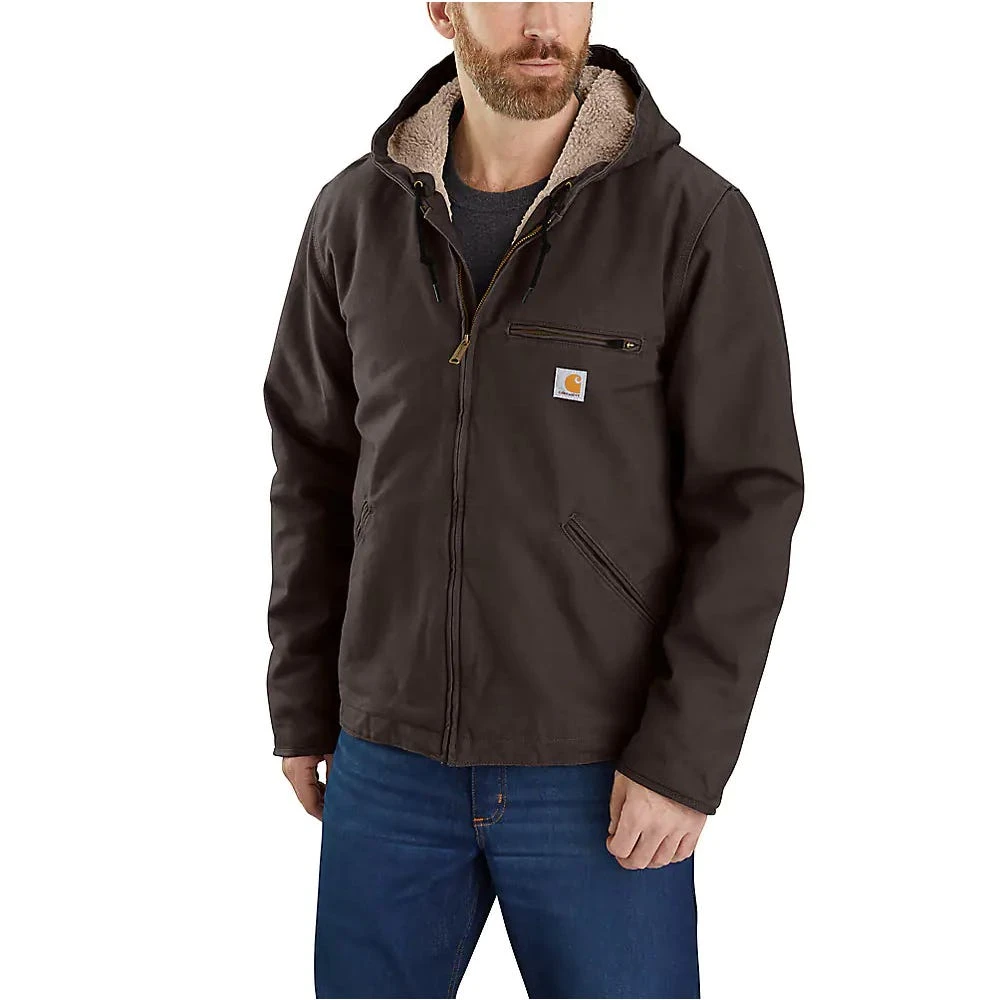 Carhartt Jackets: Men's 104392 DKB Dark Brown Relaxed Fit Washed Duck Sherpa-Lined Jacket 1 Carhartt Jackets: Men's 104392 DKB Dark Brown Relaxed Fit Washed Duck Sherpa-Lined Jacket