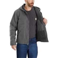 Carhartt Jackets: Men's 104392 GVL Gravel Relaxed Fit Washed Duck Sherpa-Lined Jacket -Workingperson Deals Shirts Store download 2022 05 11t143922.335