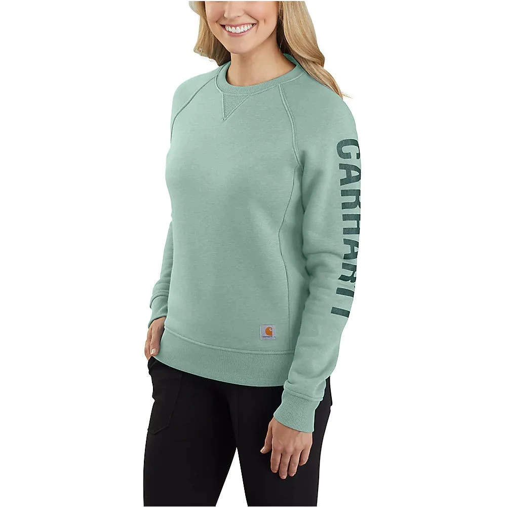 Carhartt Sweatshirts: Women's 104410 G86 Succulent Heather Crewneck Relaxed Fit Graphic Sweatshirt 1 Carhartt Sweatshirts: Women's 104410 G86 Succulent Heather Crewneck Relaxed Fit Graphic Sweatshirt