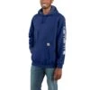 Carhartt Sweatshirts: Men's K288 H53 Scout Blue Heather Midweight Hooded Logo Sweatshirt