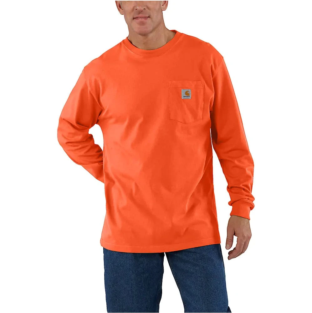 Carhartt Shirts: Men's K126 BOG Brite Orange Cotton Long Sleeve Work Shirt 1 Carhartt Shirts: Men's K126 BOG Brite Orange Cotton Long Sleeve Work Shirt