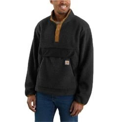 Carhartt Sweatshirts: Men's 104991 BLK Black Relaxed Fit Fleece Pullover Sweatshirt
