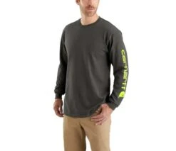 Carhartt Shirts: Men's K231 306 Peat Cotton Long Sleeve Logo Shirt