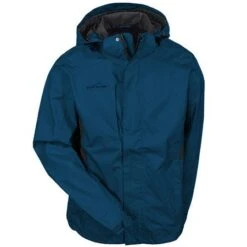 Eddie Bauer Jackets: Men's Blue EB550 DPS Waterproof Hooded Lined Rain Jacket -Workingperson Deals Shirts Store eddie bauer eb550 blu f 01 1