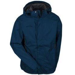Eddie Bauer Jackets: Men's EB550 RVB Blue Waterproof Hooded Rain Jacket -Workingperson Deals Shirts Store eddie bauer eb550 nvy f 01 1