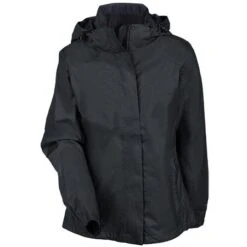 Eddie Bauer Jackets: Women's Waterproof EB551 BLK Black Rain Jacket -Workingperson Deals Shirts Store eddie bauer eb551 blk f 01