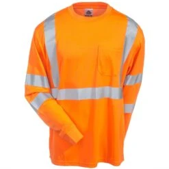 Ergodyne Shirts: 8391 OR High Visbility Men's Orange GloWear Class 3 Long Sleeve Shirt -Workingperson Deals Shirts Store ergodyne 8391 org f 01