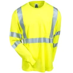 Ergodyne Shirts: Men's 8391 LM High Visibility Lime Class 3 Long Sleeve Tee Shirt -Workingperson Deals Shirts Store ergodyne 8391 ylw f 01