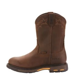 Ariat Boots: Men's 10001198 Brown Waterproof Workhog Boots -Workingperson Deals Shirts Store f18 mns workhog pullon wp simmons 10001198 side
