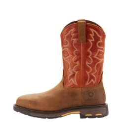 Ariat Boots: Men's Workhog 10006961 Steel Toe Work Boots -Workingperson Deals Shirts Store f18 mns workhog wide square toe h2o simmons 10006961 side