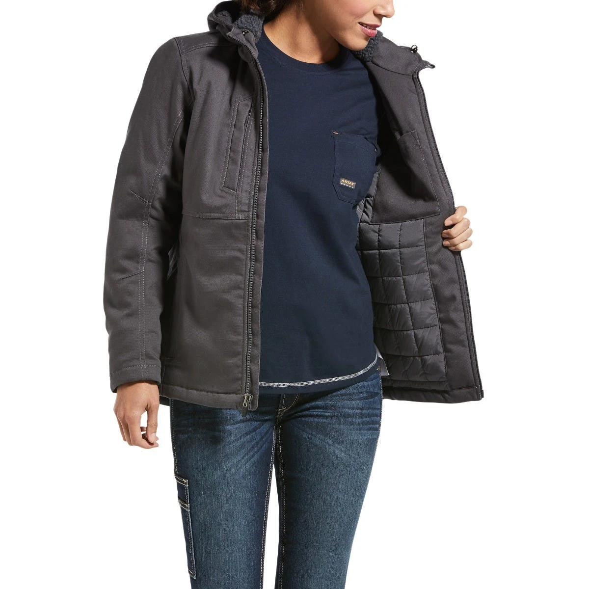 Ariat Rebar Jackets: Women's 10032917 Rebar Grey DuraCanvas Insulated Jacket 4 Ariat Rebar Jackets: Women's 10032917 Rebar Grey DuraCanvas Insulated Jacket - Image 4