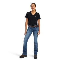 Ariat Rebar Jeans: Women's 10041067 Malibu Riveter Boot Cut Jean -Workingperson Deals Shirts Store f22 wms work 10041067 full
