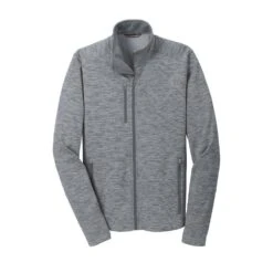 Port Authority Jacket: Men's F231 GRY Grey Digi Stripe Fleece Jacket -Workingperson Deals Shirts Store f231 grey flat front