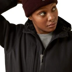 Ariat Rebar Jackets: Women's 10046558 Black Rebar DuraCanvas Insulated Jacket -Workingperson Deals Shirts Store f23 wms work 10046558 detail01