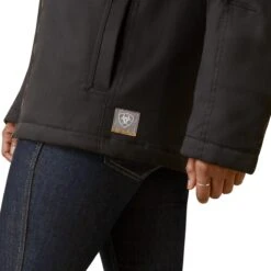 Ariat Rebar Jackets: Women's 10046558 Black Rebar DuraCanvas Insulated Jacket -Workingperson Deals Shirts Store f23 wms work 10046558 detail02