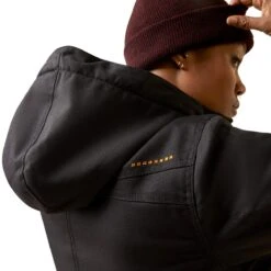 Ariat Rebar Jackets: Women's 10046558 Black Rebar DuraCanvas Insulated Jacket -Workingperson Deals Shirts Store f23 wms work 10046558 detail03