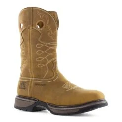 Frye Supply Boots: Men's FR40103 Brown Steel Toe 10" Safety-Crafted Western Boot Pull On Work Boot