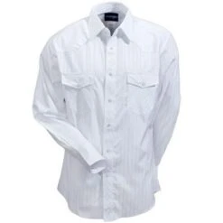 Wrangler Shirts: Men's White 75221 WH Sport Western Snap Long Sleeve Shirt -Workingperson Deals Shirts Store image 51777