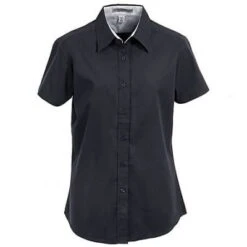Port Authority L508 BLK Women's Black Short Sleeve Button Shirt