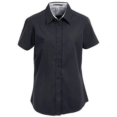 Port Authority L508 BLK Women's Black Short Sleeve Button Shirt 1 Port Authority L508 BLK Women's Black Short Sleeve Button Shirt