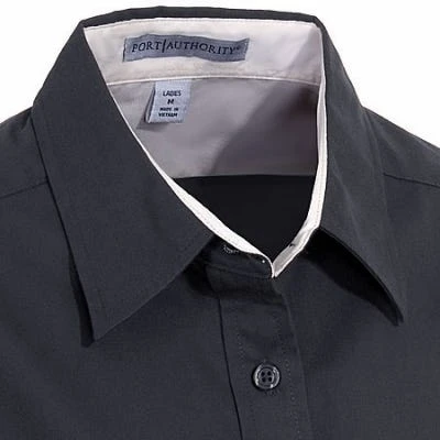 Port Authority L508 BLK Women's Black Short Sleeve Button Shirt 2 Port Authority L508 BLK Women's Black Short Sleeve Button Shirt - Image 2