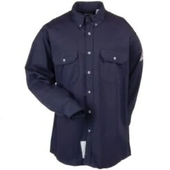 Bulwark Shirts: Men's SLU2 NV Flame-Resistant Navy Blue Uniform Shirt