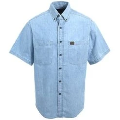 Wrangler Riggs Shirts: Men's Light Blue 3W531 BL Chambray Short Sleeve Shirt 5 Wrangler Riggs Shirts: Men's Light Blue 3W531 BL Chambray Short Sleeve Shirt -Workingperson Deals Shirts Store image 82783