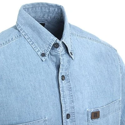 Wrangler Riggs Shirts: Men's Light Blue 3W531 BL Chambray Short Sleeve Shirt 2 Wrangler Riggs Shirts: Men's Light Blue 3W531 BL Chambray Short Sleeve Shirt - Image 2
