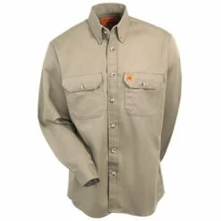 Wrangler Riggs Shirts: Men's Khaki FR3W5 KH Flame Resistant Long Sleeve Shirt -Workingperson Deals Shirts Store image 88010