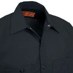 Red Kap Shirts: Men's SP24 BK Black Industrial Short-Sleeve Poplin Work Shirt