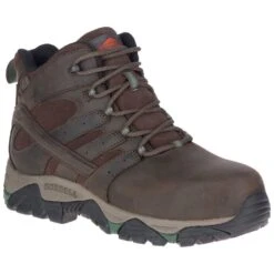 Merrell Boots: Men's J10627 Brown Moab Vertex Mid Composite Toe Waterproof Work Boot -Workingperson Deals Shirts Store j10627
