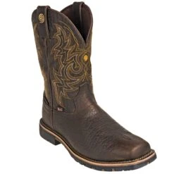 Justin Boots: Brown GR9050 Men's Waterproof George Strait Fireman Cowboy Boots -Workingperson Deals Shirts Store justin gs9050 p 01