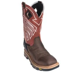 Justin Boots: Men's WK2115 Waterproof Steel Toe EH Dark Chestnut Pull-On Boots -Workingperson Deals Shirts Store justin wk2115 p 01