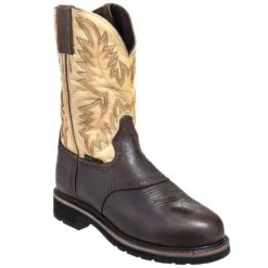 Justin Boots: Men's SE4661 Brown Stampede Steel Toe Cowboy Boots -Workingperson Deals Shirts Store justin wk4661 p 01