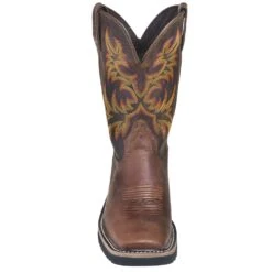 Justin Boots: Men's SE4681 Brown Square Toe Stampede Boots -Workingperson Deals Shirts Store justin wk4681 080 f 01
