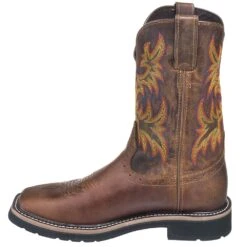 Justin Boots: Men's SE4681 Brown Square Toe Stampede Boots -Workingperson Deals Shirts Store justin wk4681 080 i 01