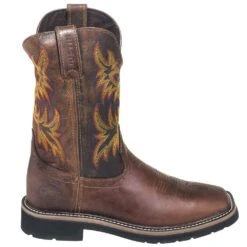 Justin Boots: Men's SE4681 Brown Square Toe Stampede Boots -Workingperson Deals Shirts Store justin wk4681 080 o 01