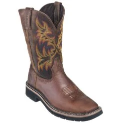 Justin Boots: Men's SE4681 Brown Square Toe Stampede Boots -Workingperson Deals Shirts Store justin wk4681 080 p 01