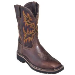 Justin Boots: Men's SE4689 Brown Waterproof Stampede Boots 9 Justin Boots: Men's SE4689 Brown Waterproof Stampede Boots -Workingperson Deals Shirts Store justin wk4689 080 p 01