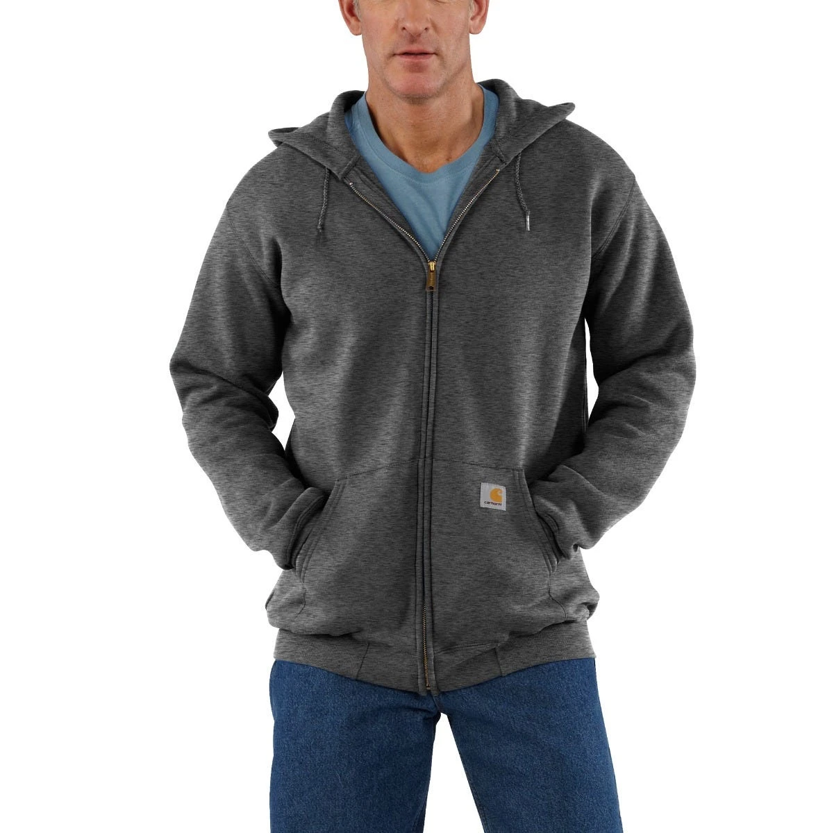 Carhartt Sweatshirts: Men's K122 026 Carbon Heather Midweight Hooded Front Zip Sweatshirt 1 Carhartt Sweatshirts: Men's K122 026 Carbon Heather Midweight Hooded Front Zip Sweatshirt