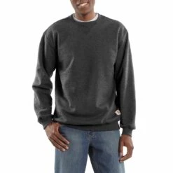 Carhartt Sweatshirt: Men's 104165 026 Carbon Heather Heavyweight Crewneck Paxton