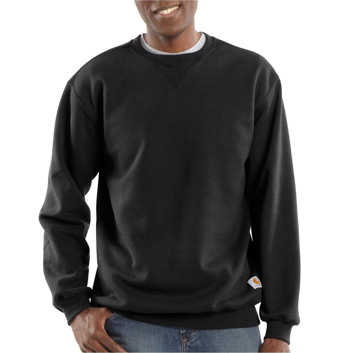 Carhartt Sweatshirts: Men's K124 BLK Black Midweight Loose Fit Crewneck Sweatshirt 1 Carhartt Sweatshirts: Men's K124 BLK Black Midweight Loose Fit Crewneck Sweatshirt