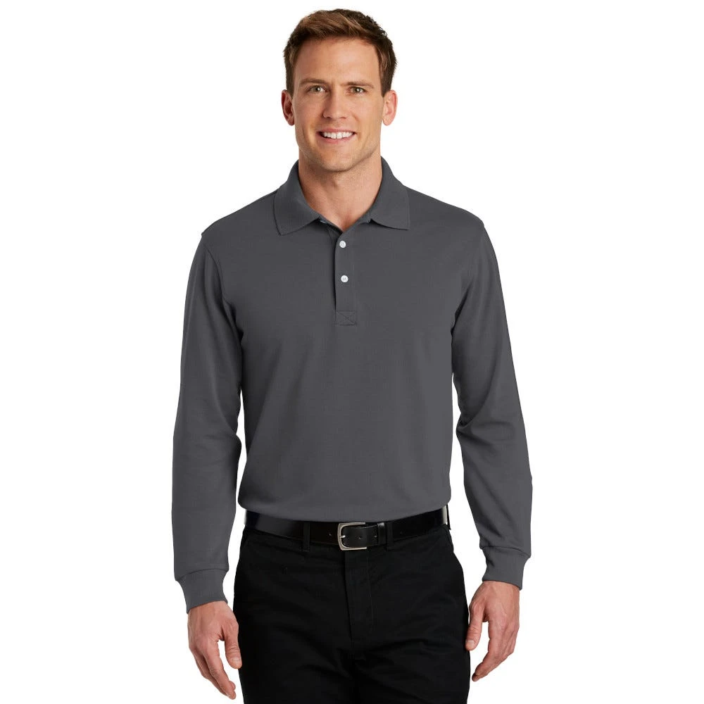 Port Authority Shirts: Men's Rapid Dry Charcoal K455LS CHR Long Sleeve Polo 1 Port Authority Shirts: Men's Rapid Dry Charcoal K455LS CHR Long Sleeve Polo