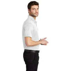 Port Authority Shirt: Men's K540 WHT White Silk Touch Performance Polo 10 Port Authority Shirt: Men's K540 WHT White Silk Touch Performance Polo -Workingperson Deals Shirts Store k540 white model side