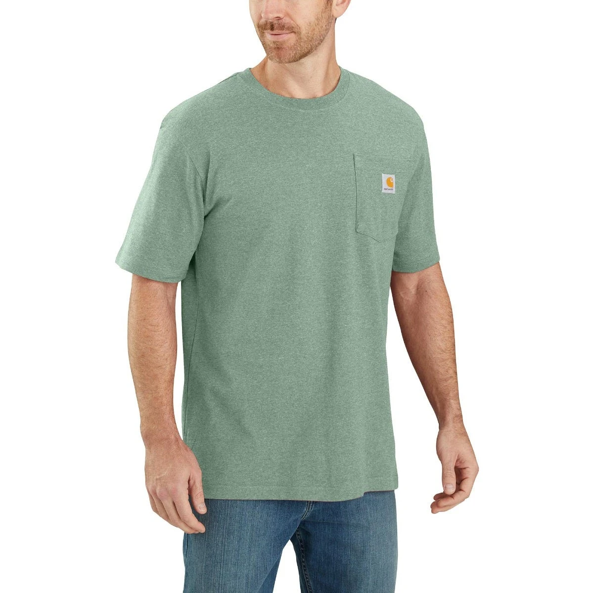 Carhartt Shirts: Men's K87 GA0 Jade Heather Weight Pocket Short Sleeve Loose Fit T-Shirt 1 Carhartt Shirts: Men's K87 GA0 Jade Heather Weight Pocket Short Sleeve Loose Fit T-Shirt