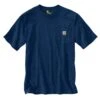 Carhartt Shirts: Men's K87 413 Dark Cobalt Blue Heather Heavyweight Pocket Short Sleeve Loose Fit T Shirt