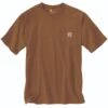 Carhartt Shirts: Men's K87 B00 Oiled Walnut Heather Heavyweight Pocket Short Sleeve Loose Fit T Shirt