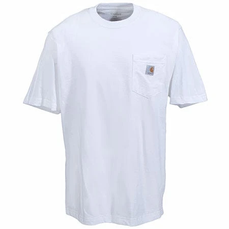 Carhartt Shirts: Men's K87 WHT White Short Sleeve Heavyweight Pocket Loose Fit T Shirt 2 Carhartt Shirts: Men's K87 WHT White Short Sleeve Heavyweight Pocket Loose Fit T Shirt - Image 2