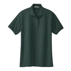 Port Authority Shirts: Women's Silk Touch Green Shirt L500 DGR -Workingperson Deals Shirts Store l500 darkgreen flat front